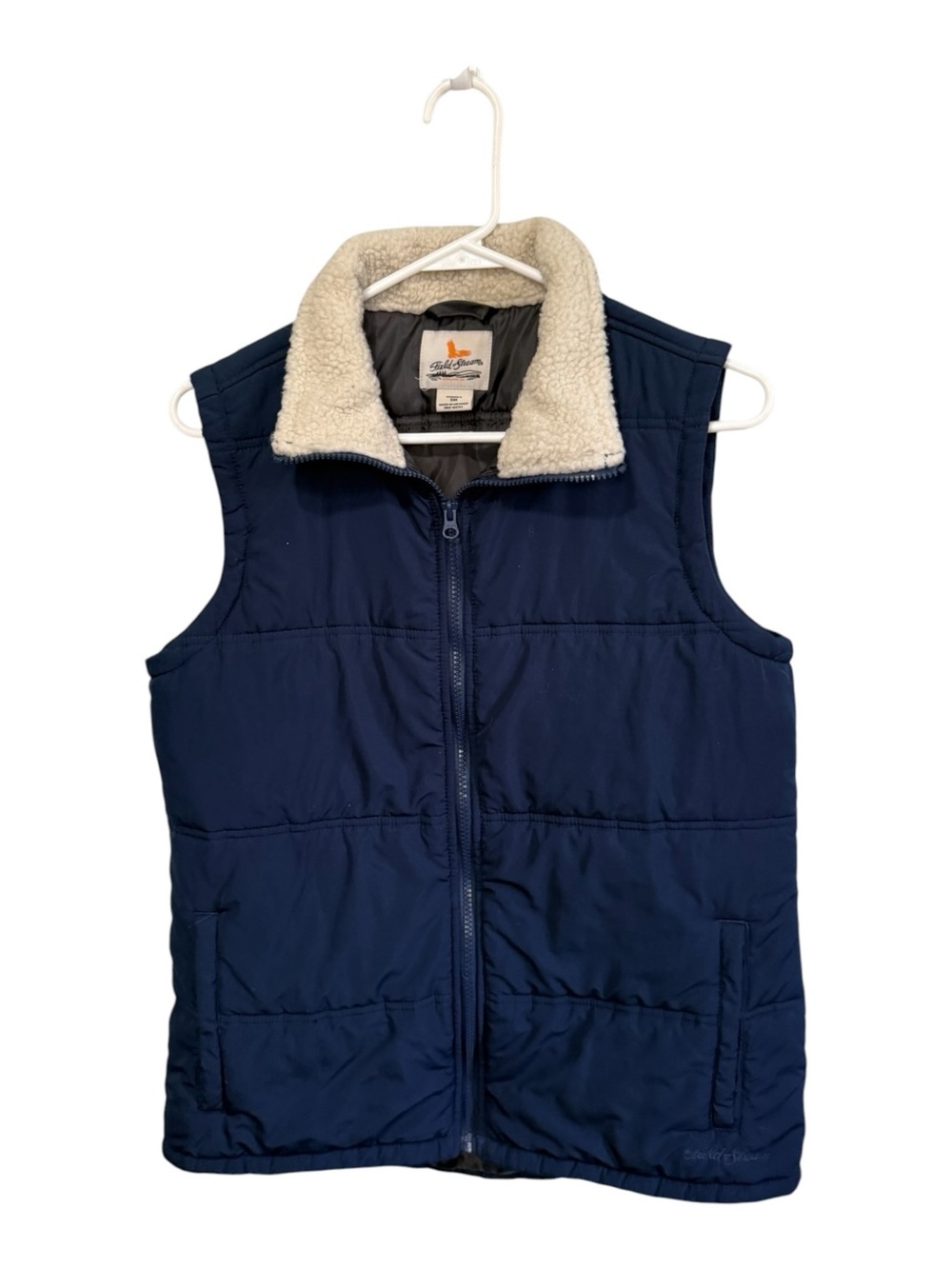 Navy Small Puffer Quilted Sherpa Collar Vest Field & Stream Outdoor Gorpcore